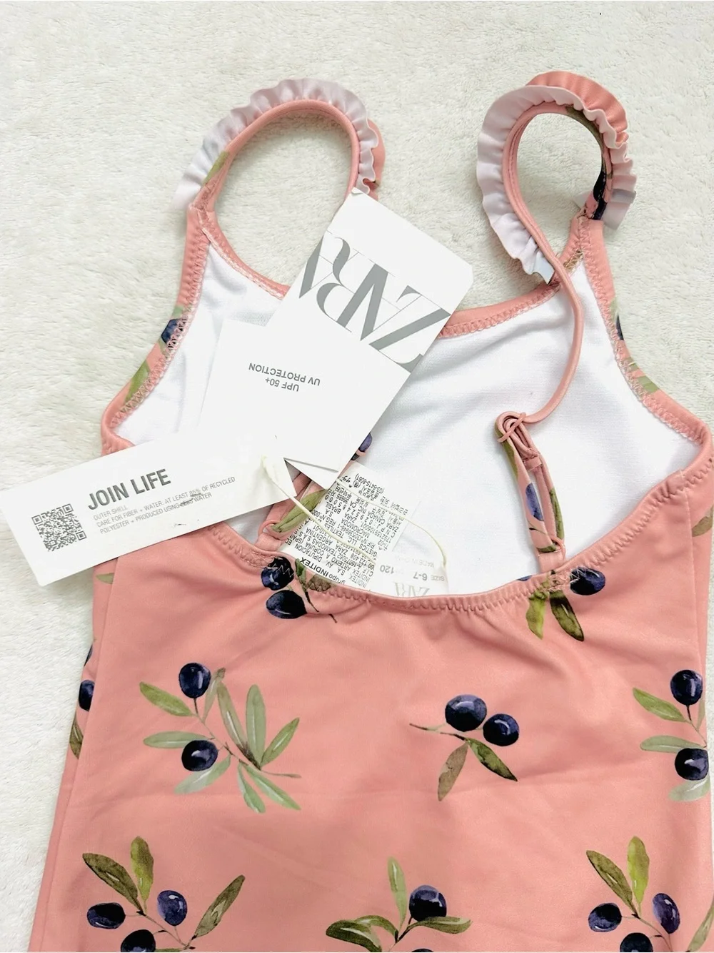 Zara New Girls Cute Swimsuit Size 6-7 Years Dusty Pink Color